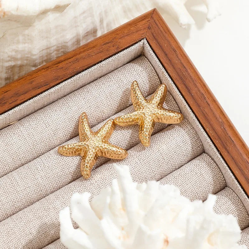 1 Pair Geometric Temperament Casual Starfish Stud Earrings Summer Simple Beach Vacation Style Earrings Ocean Jewelry Gift 2024