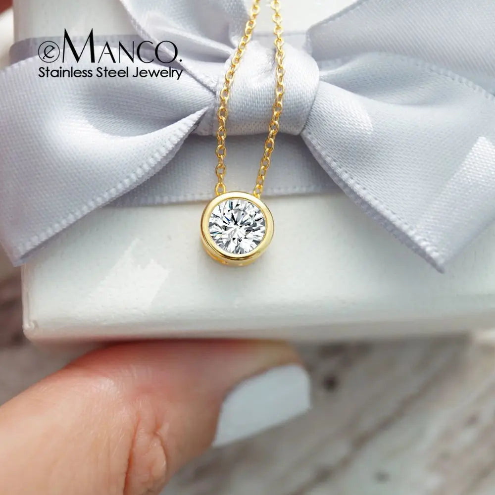 Colar eManco de zircônia de alta qualidade, cor ouro e prata, estilo Y2K, para mulheres, em aço inoxidável, com pedra de nascimento, para festas e uso diário.