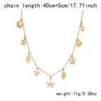 Moda ouro cor estrela do mar concha tartaruga pingente colar para mulheres artesanal concha corrente colar verão praia festa jóias