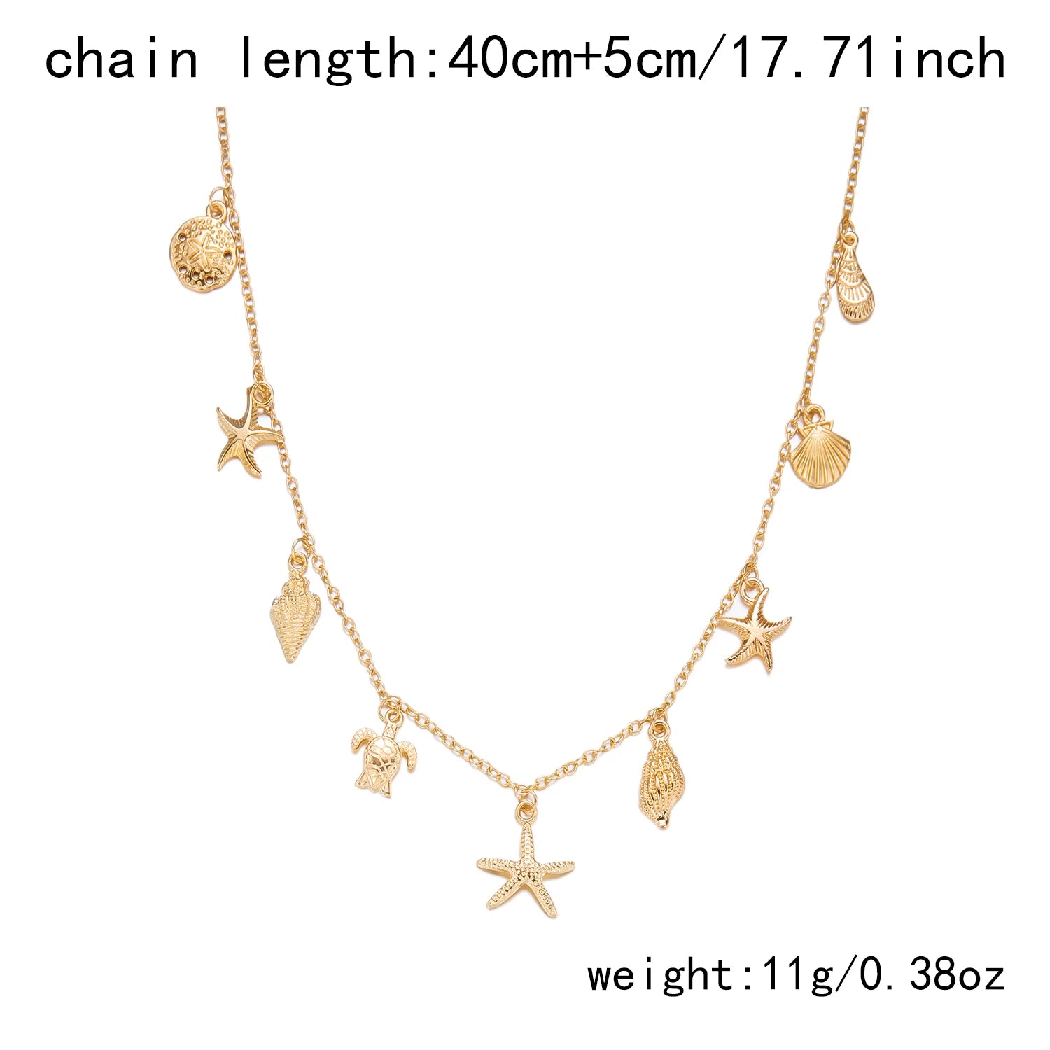 Moda ouro cor estrela do mar concha tartaruga pingente colar para mulheres artesanal concha corrente colar verão praia festa jóias
