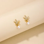 Summer Starfish Imitation Pearl Drop Earrings for Women Fashion Metal Shell Earring Summer Day Beach Vacation Style Jewelry Gift
