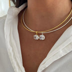 Aço inoxidável 18k banhado a ouro primavera colar gargantilha oval coração quadrado zircônia pingente colar para mulheres manchar jóias livres