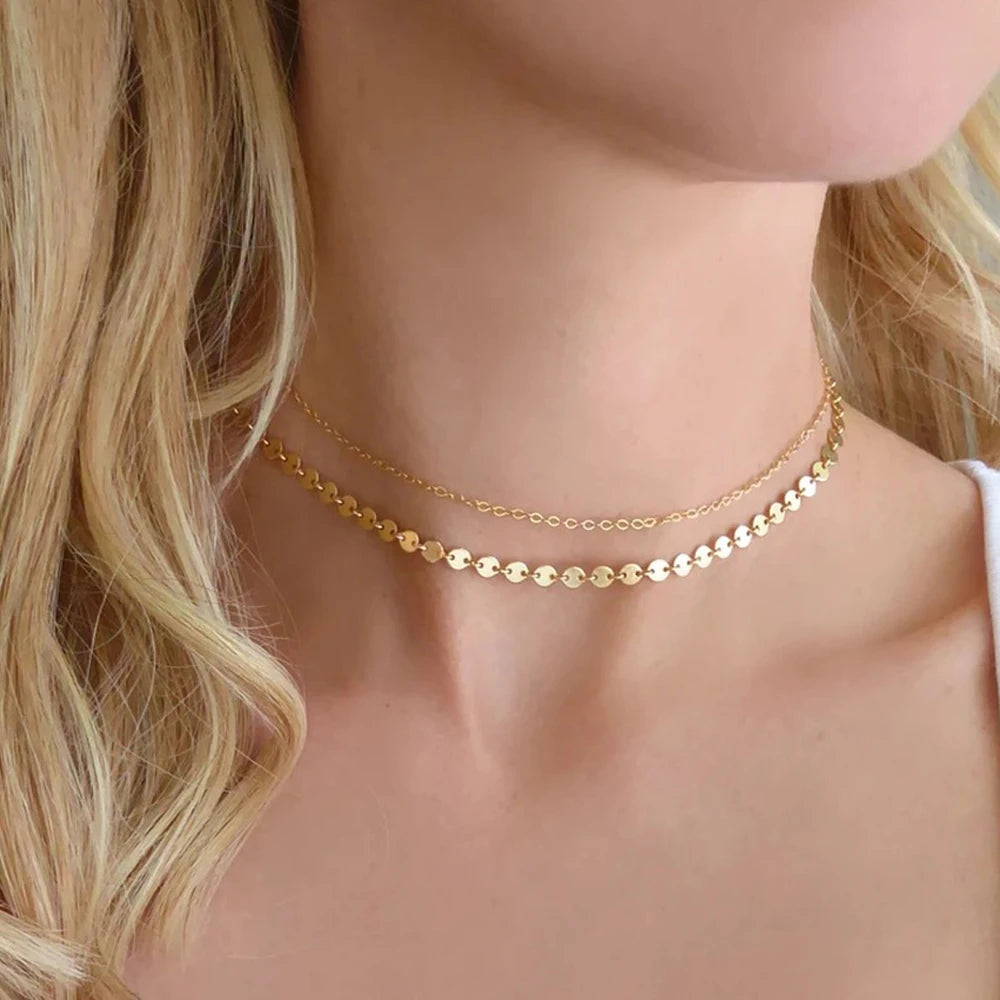 EManco 3 peças de colar em camadas de aço inoxidável separado feminino pingente, gargantilha e conjunto de colar de corrente joias da moda