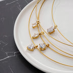 Aço inoxidável 18k banhado a ouro primavera colar gargantilha oval coração quadrado zircônia pingente colar para mulheres manchar jóias livres