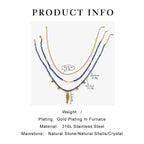Oceano moda jóias natural lápis-lazúli spinel grânulo colar feminino verão metal peixe pingente versátil acessório