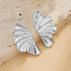 Vintage Irregular Half Flower Stud Earrings for Women Elegant Geometric Metal Petals Piercing Earring Party Jewelry Gifts
