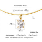Aço inoxidável 18k banhado a ouro primavera colar gargantilha oval coração quadrado zircônia pingente colar para mulheres manchar jóias livres