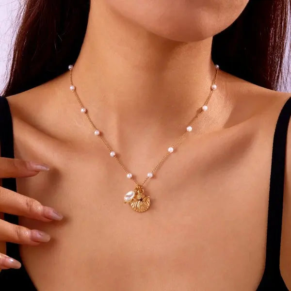 Moda ouro cor estrela do mar concha tartaruga pingente colar para mulheres artesanal concha corrente colar verão praia festa jóias