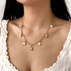 Moda ouro cor estrela do mar concha tartaruga pingente colar para mulheres artesanal concha corrente colar verão praia festa jóias