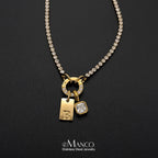 Manco aço inoxidável A-Z carta colar geométrico zircônia pingente colares charme feminino festa moda jóias