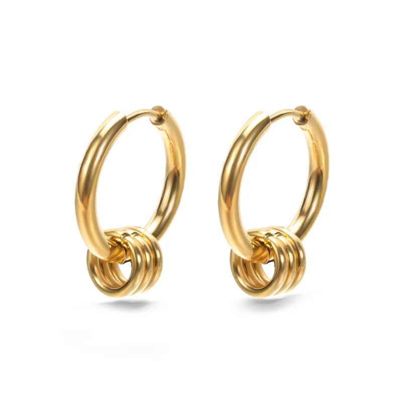 Brincos de argola de concha de estrela do mar de água doce para mulheres elegantes de aço inoxidável cor dourada aretes acessórios de joias de natal