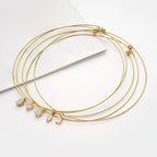 Aço inoxidável 18k banhado a ouro primavera colar gargantilha oval coração quadrado zircônia pingente colar para mulheres manchar jóias livres