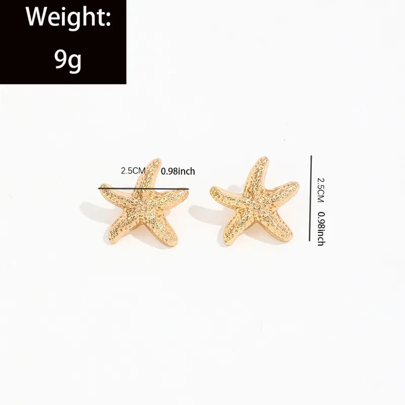 1 Pair Geometric Temperament Casual Starfish Stud Earrings Summer Simple Beach Vacation Style Earrings Ocean Jewelry Gift 2024