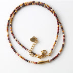 Marine animal colored natural stone bead necklace, stainless steel small fish pendant, personalized and fashionable necklace
