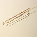 2PCS Bohemian-style beach resort style shell starfish rice bead necklace, creative starfish pendant collarbone chain